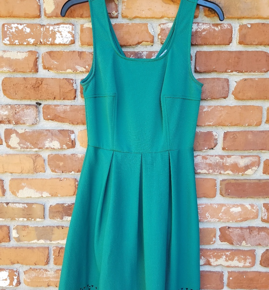 Green Fit and Flare Dress - small